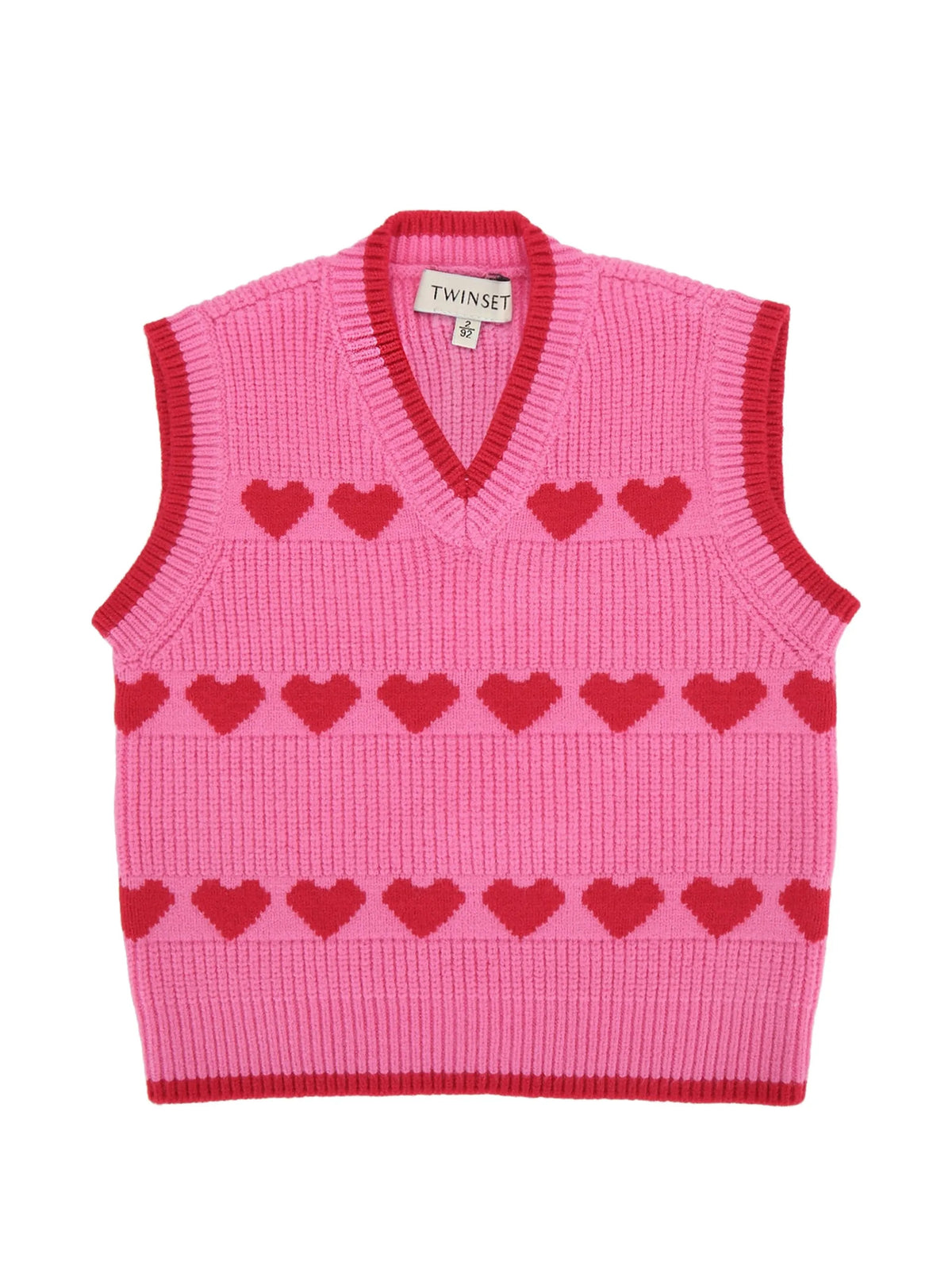 GILET BAMBINA IN MAGLIA STAMPA CUORI AZALEA- MAGENTA TWINSET 262GB3032 AZALEA-MAGENTA TWINSET KIDS 
