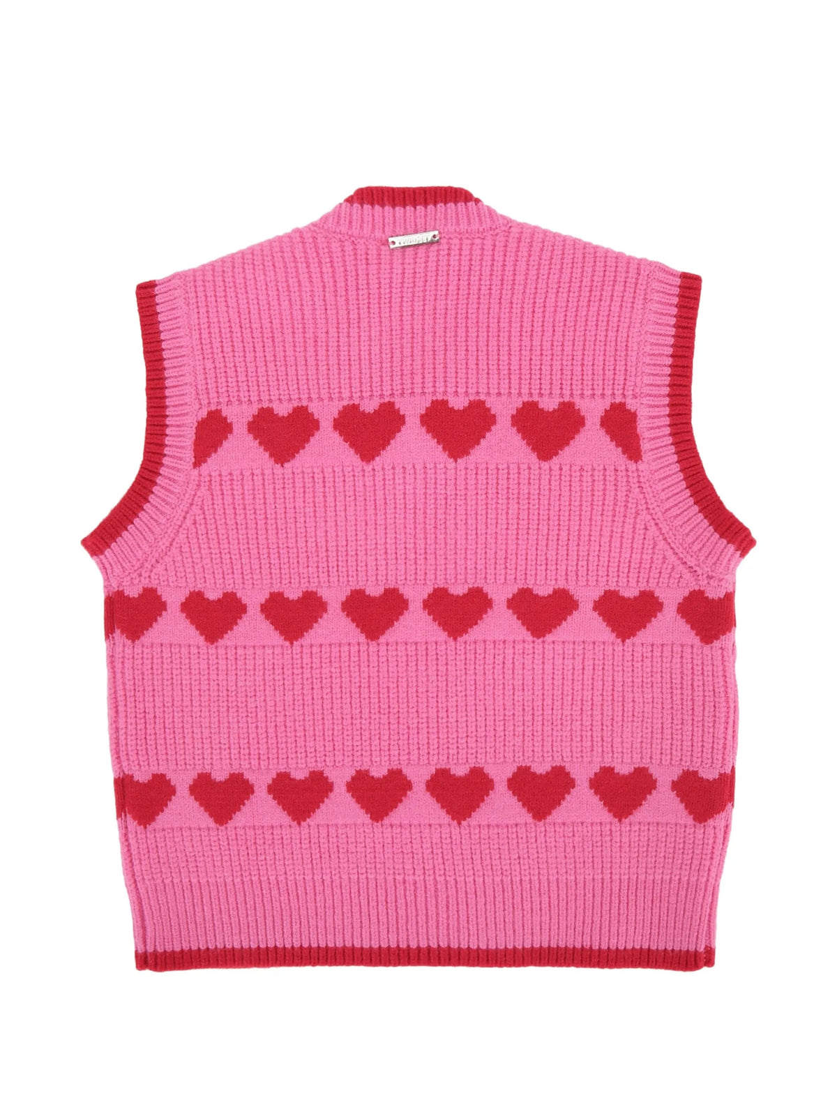 GILET BAMBINA IN MAGLIA STAMPA CUORI AZALEA- MAGENTA TWINSET 262GB3032 AZALEA-MAGENTA TWINSET KIDS 