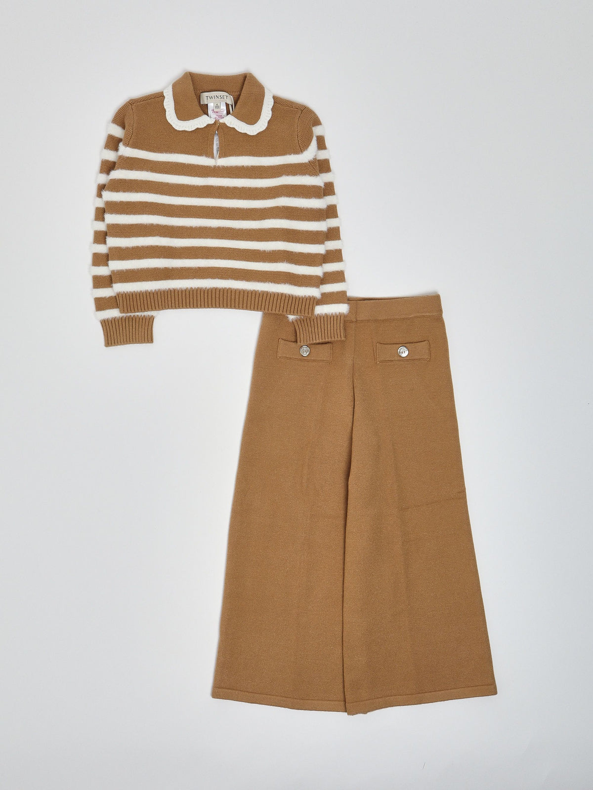 coordinato bambina in maglia a righe iced coffee-neve twinset 262GB3072 ICED COFFE -NEVE TWINSET KIDS 