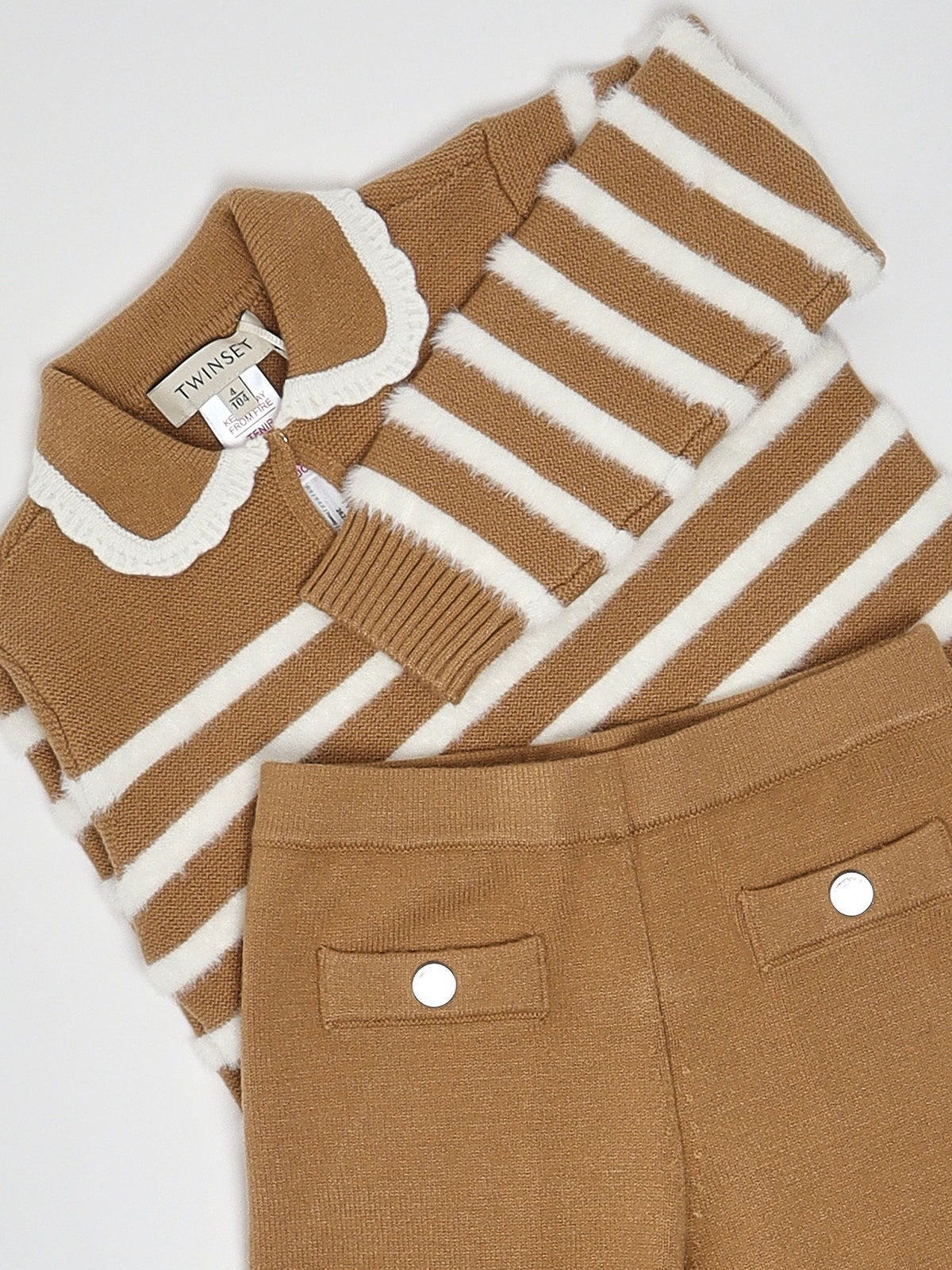 coordinato bambina in maglia a righe iced coffee-neve twinset 262GB3072 ICED COFFE -NEVE TWINSET KIDS 