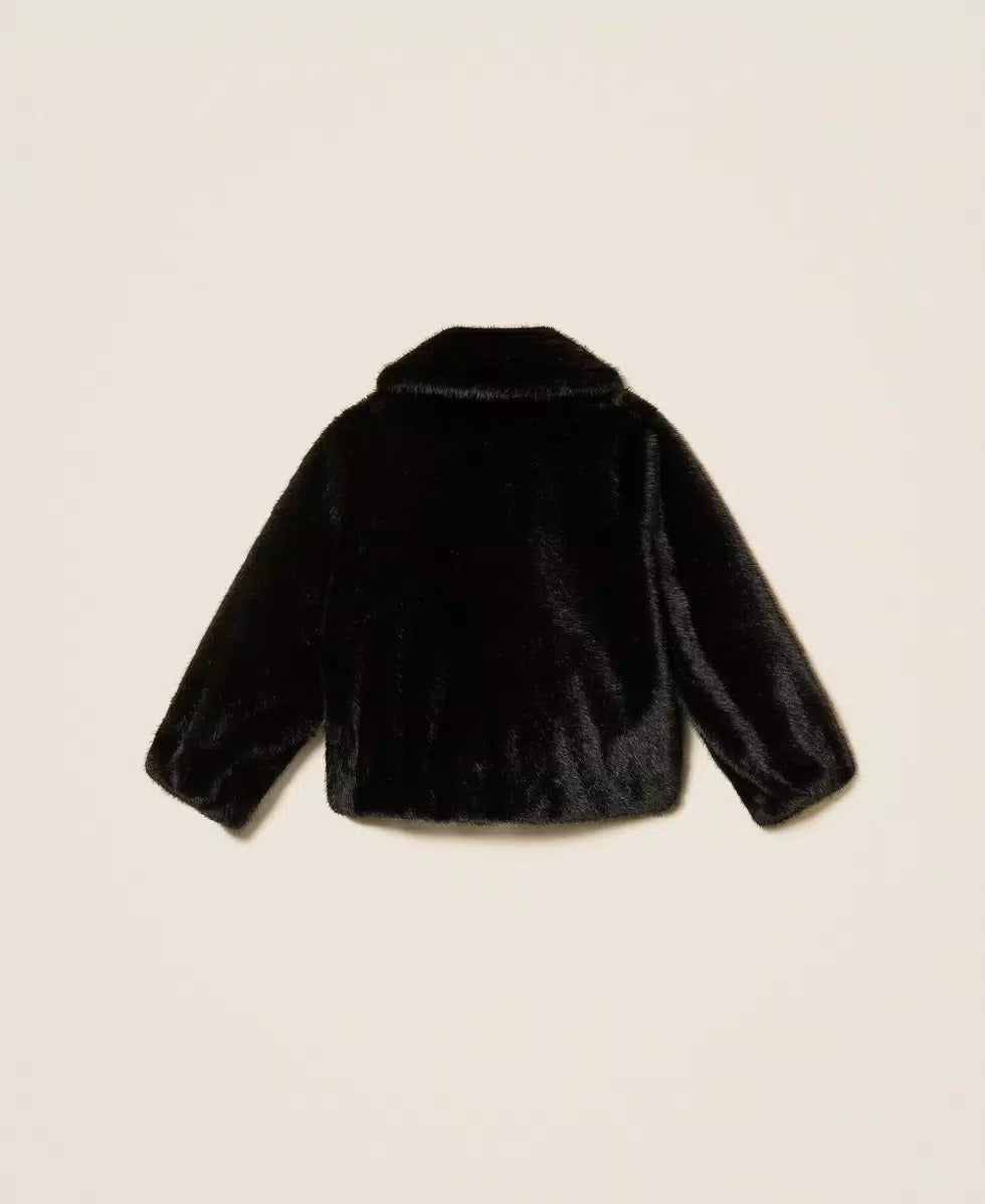 BOMBER BAMBINA IN FAUX FUR NERO TWINSET 262GJ2040 NERO TWINSET KIDS 
