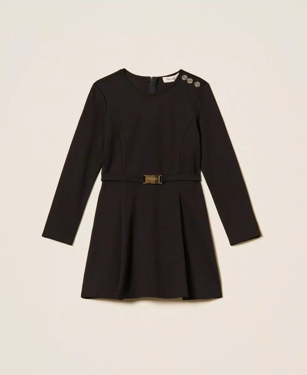 ABITO BAMBINA CORTO CON CINTURA NERO TWINSET 262GJ2083 NERO TWINSET KIDS 