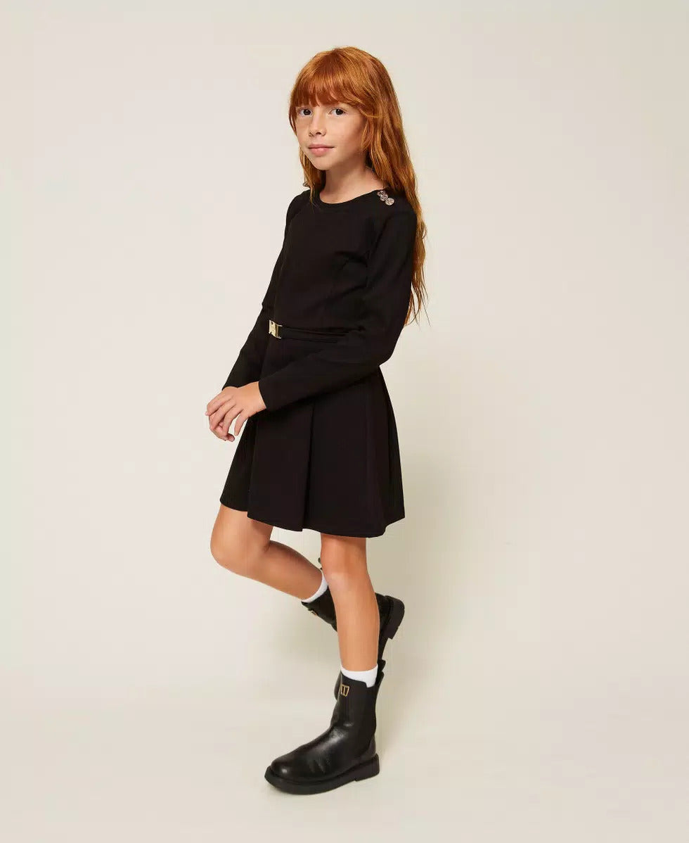 ABITO BAMBINA CORTO CON CINTURA NERO TWINSET 262GJ2083 NERO TWINSET KIDS 