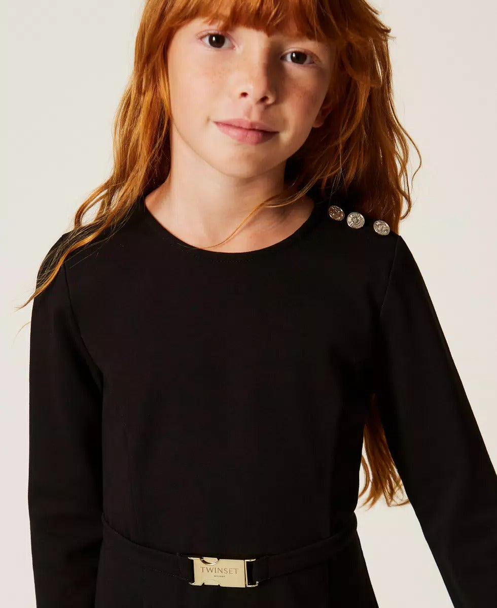 ABITO BAMBINA CORTO CON CINTURA NERO TWINSET 262GJ2083 NERO TWINSET KIDS 