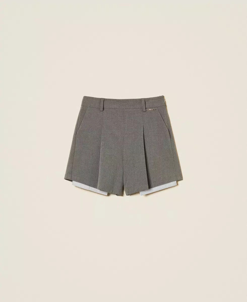 SHORTS BAMBINA IN FLANELLA CON PIEGHE GRGIO TWINSET 262GJ2180 GRIGIO TWINSET KIDS 