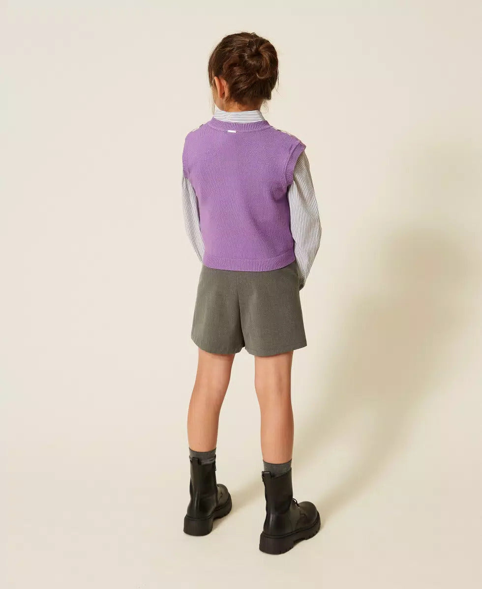 SHORTS BAMBINA IN FLANELLA CON PIEGHE GRGIO TWINSET 262GJ2180 GRIGIO TWINSET KIDS 