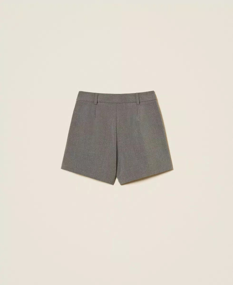 SHORTS BAMBINA IN FLANELLA CON PIEGHE GRGIO TWINSET 262GJ2180 GRIGIO TWINSET KIDS 