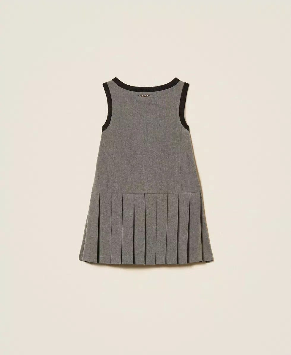 ABITO BAMBINA CORTO IN FLANELLA CON PIEGHE GRIGIO TWINSET 262GJ2181 GRIGIO MEDIO TWINSET KIDS 