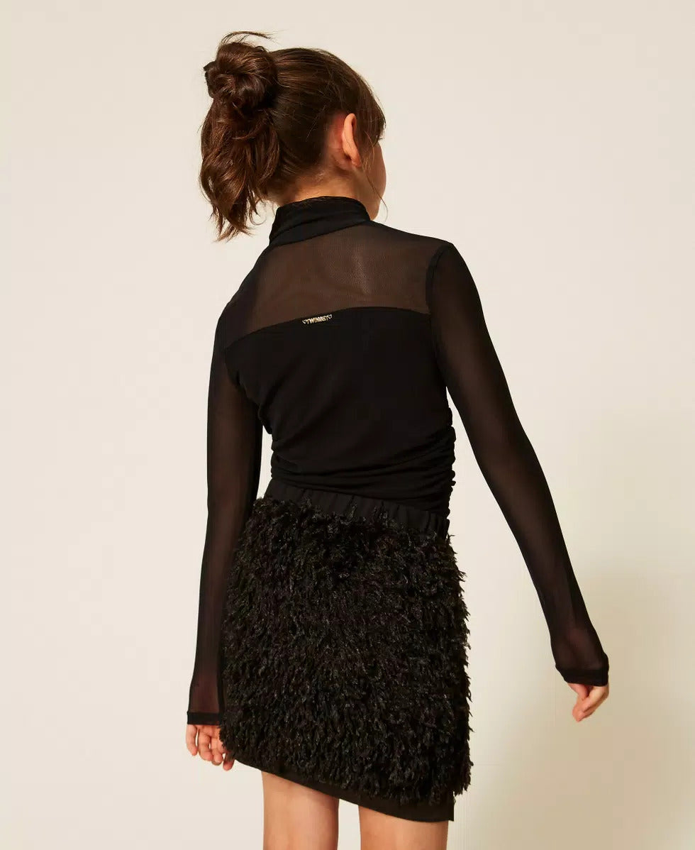 T-SHIRT BAMBINA DOLCEVITA IN TULLE NERO TWINSET 262GJ2250 NERO TWINSET KIDS 