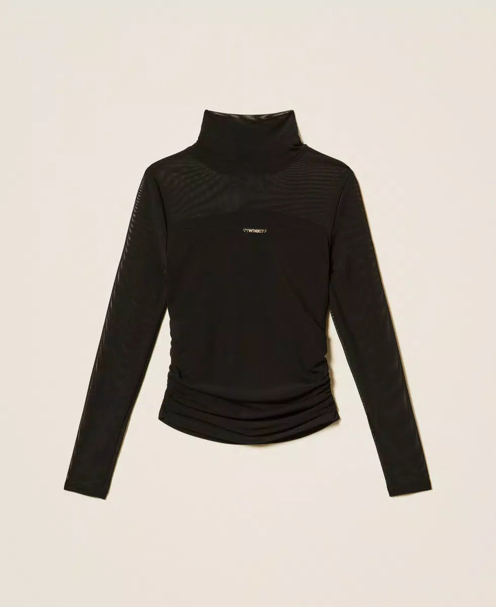 T-SHIRT BAMBINA DOLCEVITA IN TULLE NERO TWINSET 262GJ2250 NERO TWINSET KIDS 