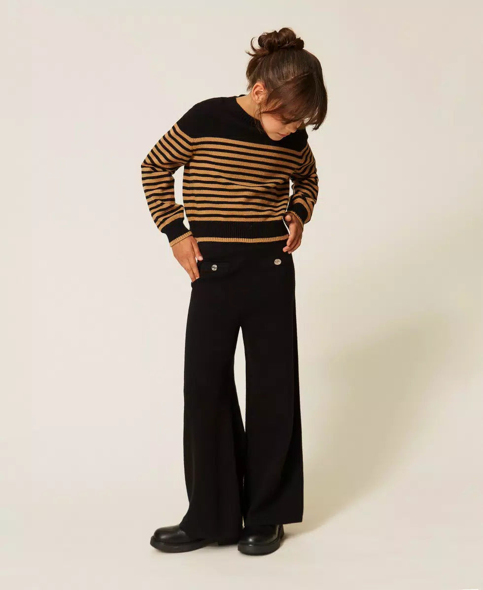 PANTALONE BAMBINA IN MAGLIA CON BOTTONI NERO TWINSET 262GJ3033 NERO TWINSET KIDS 