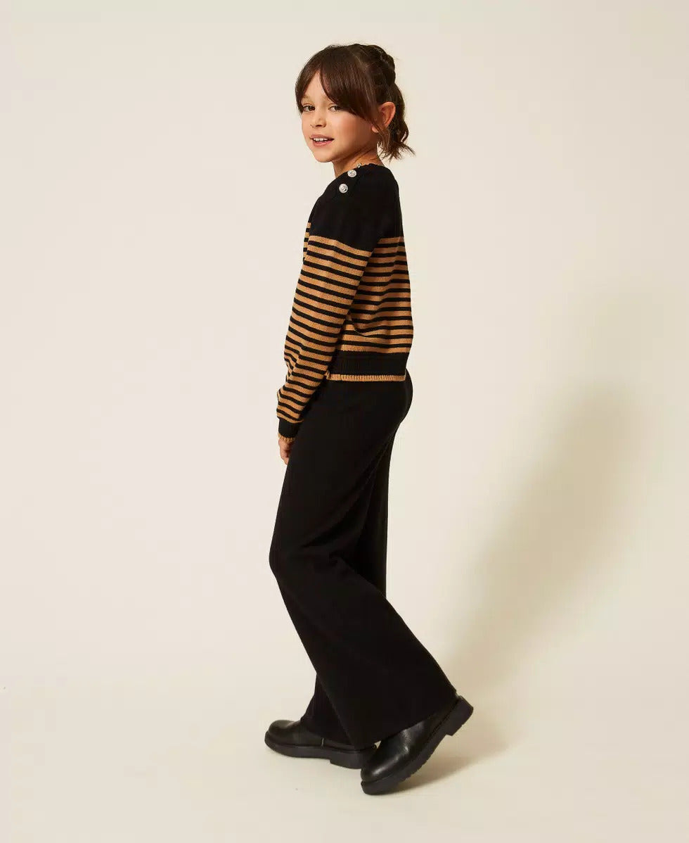 PANTALONE BAMBINA IN MAGLIA CON BOTTONI NERO TWINSET 262GJ3033 NERO TWINSET KIDS 
