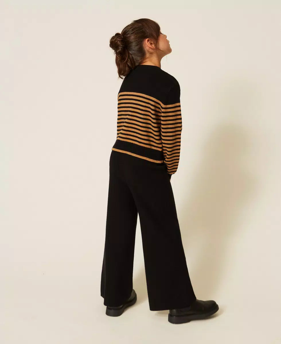 PANTALONE BAMBINA IN MAGLIA CON BOTTONI NERO TWINSET 262GJ3033 NERO TWINSET KIDS 