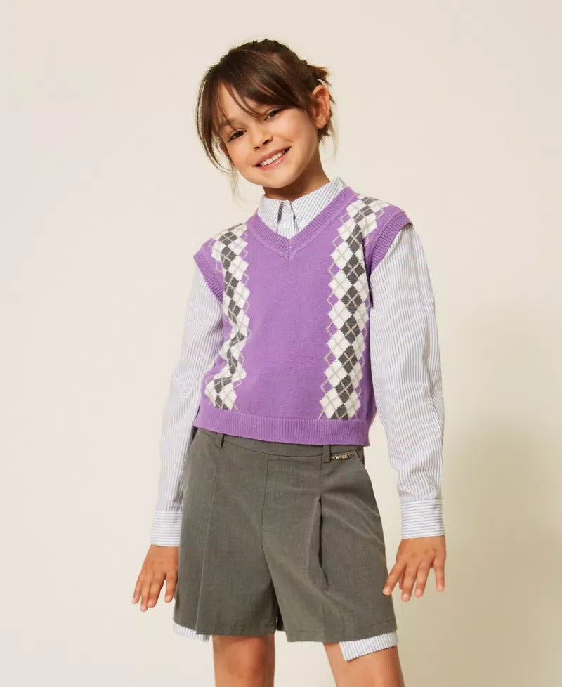 GILET BAMBINA IN MAGLIA CON LOSANGHE GIACINTO TWINSET 262GJ3050 GIACINTO TWINSET KIDS 