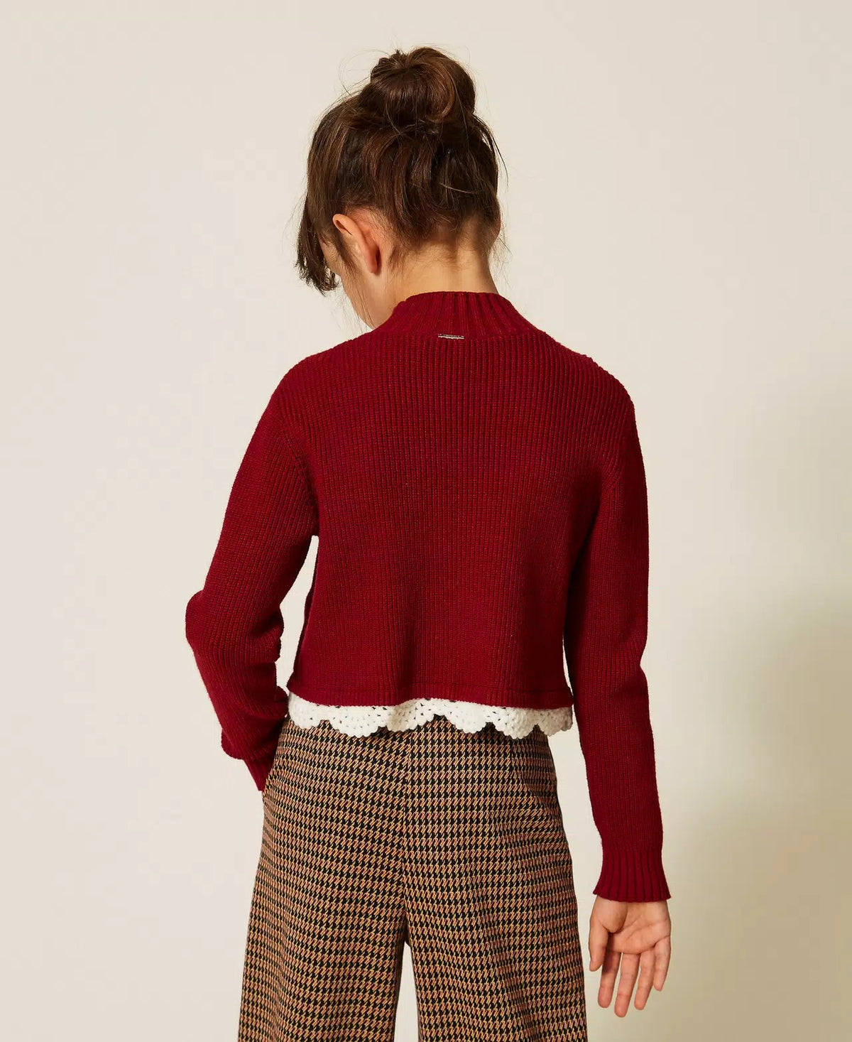 MAGLIA BAMBINA LUPETTO CON CROCHET RED RUBY TWINSET 262GJ3080 RED RUDY TWINSET KIDS 