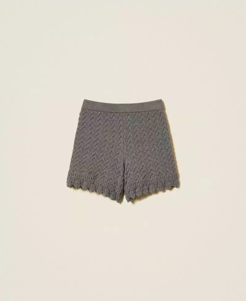 SHORTS BAMBINA IN MAGLIA A TRECCE GRGIO SCURO TWINSET 262GJ3142 GRIGIO SCURO TWINSET KIDS 