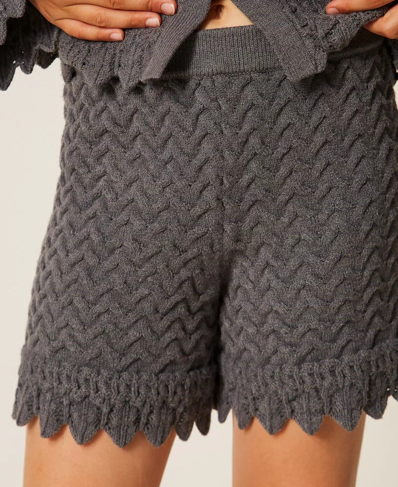SHORTS BAMBINA IN MAGLIA A TRECCE GRGIO SCURO TWINSET 262GJ3142 GRIGIO SCURO TWINSET KIDS 
