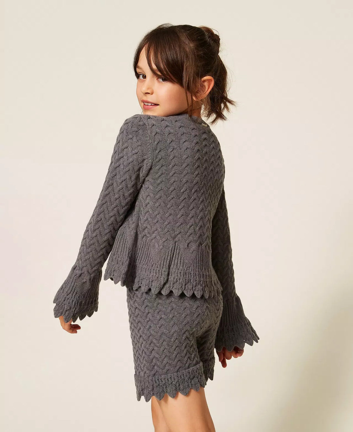 SHORTS BAMBINA IN MAGLIA A TRECCE GRGIO SCURO TWINSET 262GJ3142 GRIGIO SCURO TWINSET KIDS 