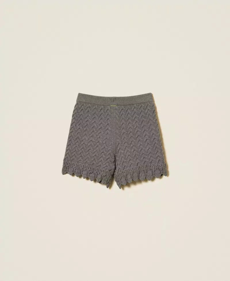 SHORTS BAMBINA IN MAGLIA A TRECCE GRGIO SCURO TWINSET 262GJ3142 GRIGIO SCURO TWINSET KIDS 