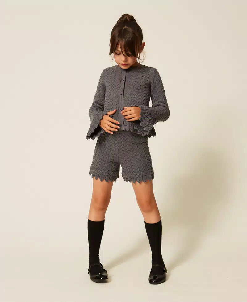 SHORTS BAMBINA IN MAGLIA A TRECCE GRGIO SCURO TWINSET 262GJ3142 GRIGIO SCURO TWINSET KIDS 