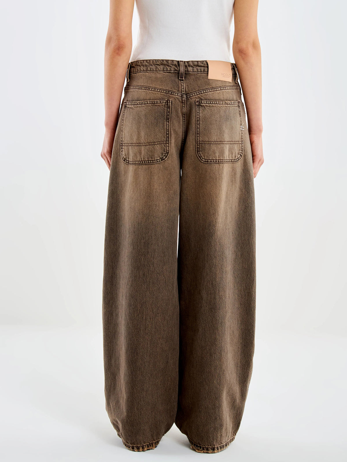 JEANS DONNA CHERYL WIDE LEG LAVAGGIO MARRONE VICOLO DAC5037 DENIM NERO DIRTY VICOLO 