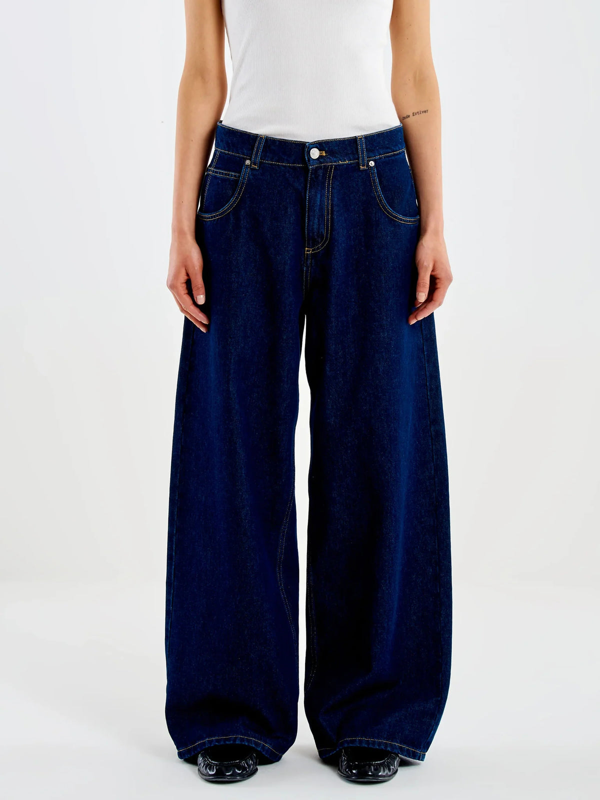 JEANS DONNA MODELLO BAGGY FIT GAMBA AMPIA RINSE WASH VICOLO DAC5057 DENIM RINSE VICOLO 