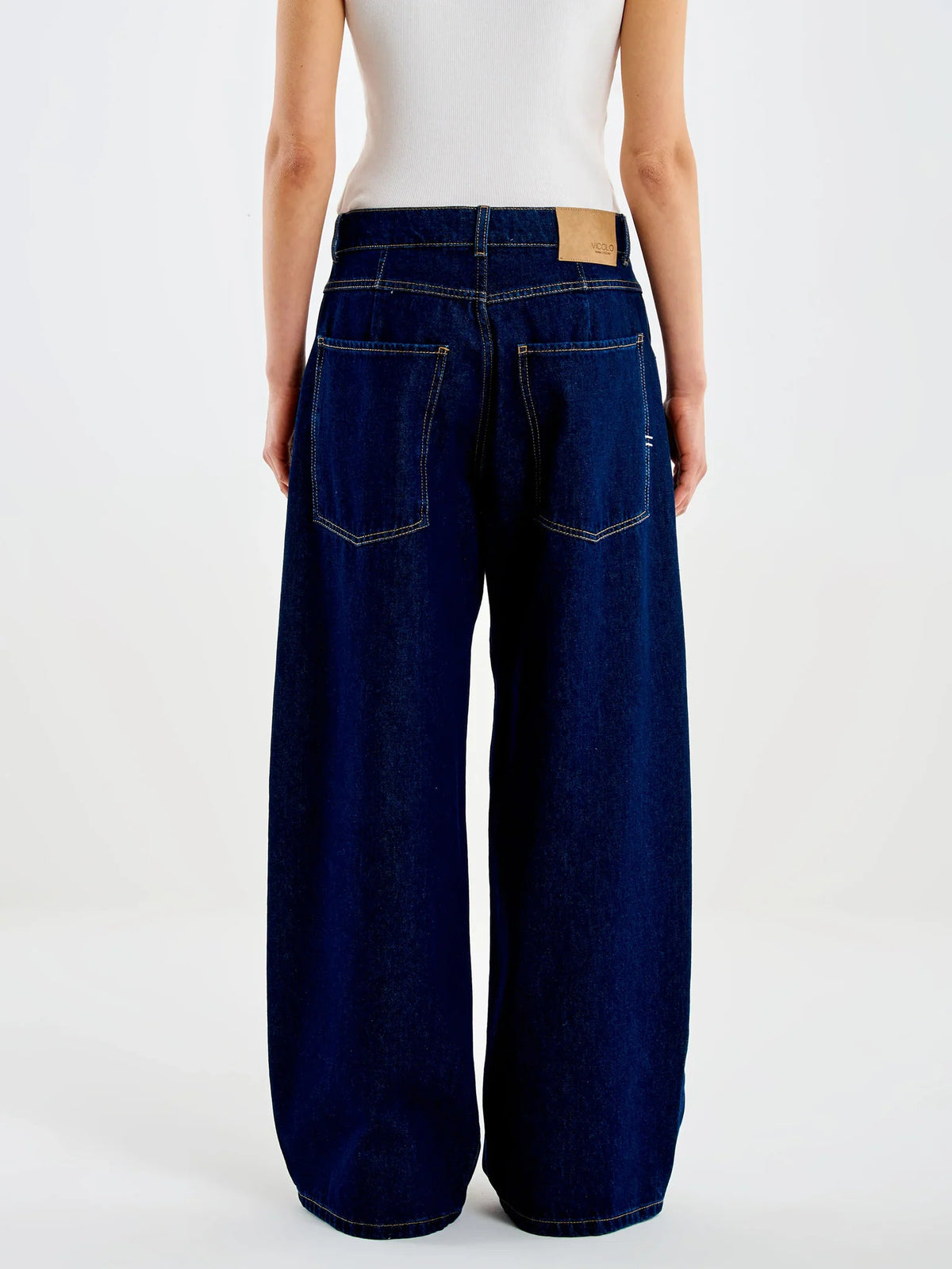 JEANS DONNA MODELLO BAGGY FIT GAMBA AMPIA RINSE WASH VICOLO DAC5057 DENIM RINSE VICOLO 