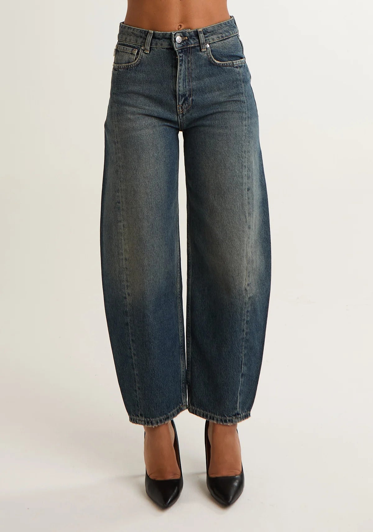 JEANS donna barrel fit sabbiato effetto vintage vicolo DAC5070 DENIM VINTAGE VICOLO 