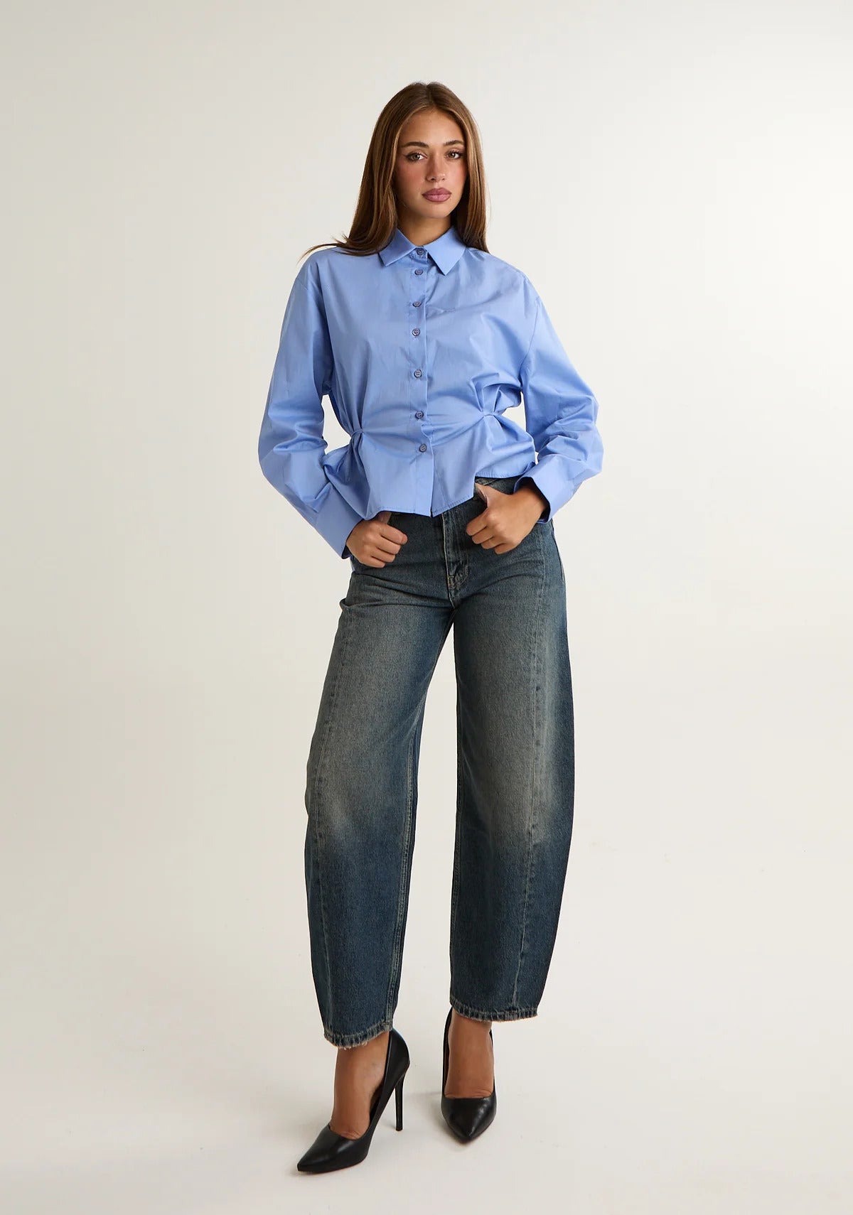JEANS donna barrel fit sabbiato effetto vintage vicolo DAC5070 DENIM VINTAGE VICOLO 