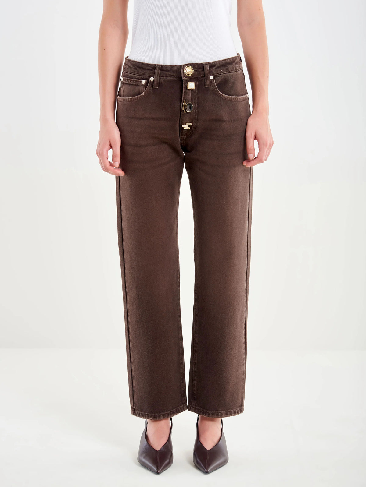 JEANS DONNA ZOE REGUAR FIT BOTTONI GIOIELLO FONDENTE VICOLO DAC5106 FONDENTE VICOLO 