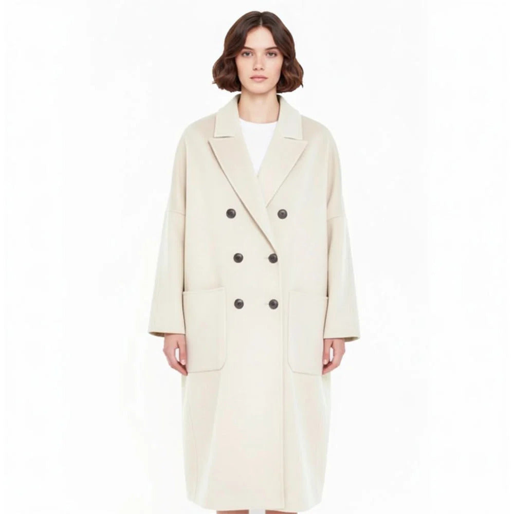 CAPPOTTO donna lungo DOPPIOPETTO regular fit in misto lana intonaco vicolo TAC0001 INTONACO VICOLO 