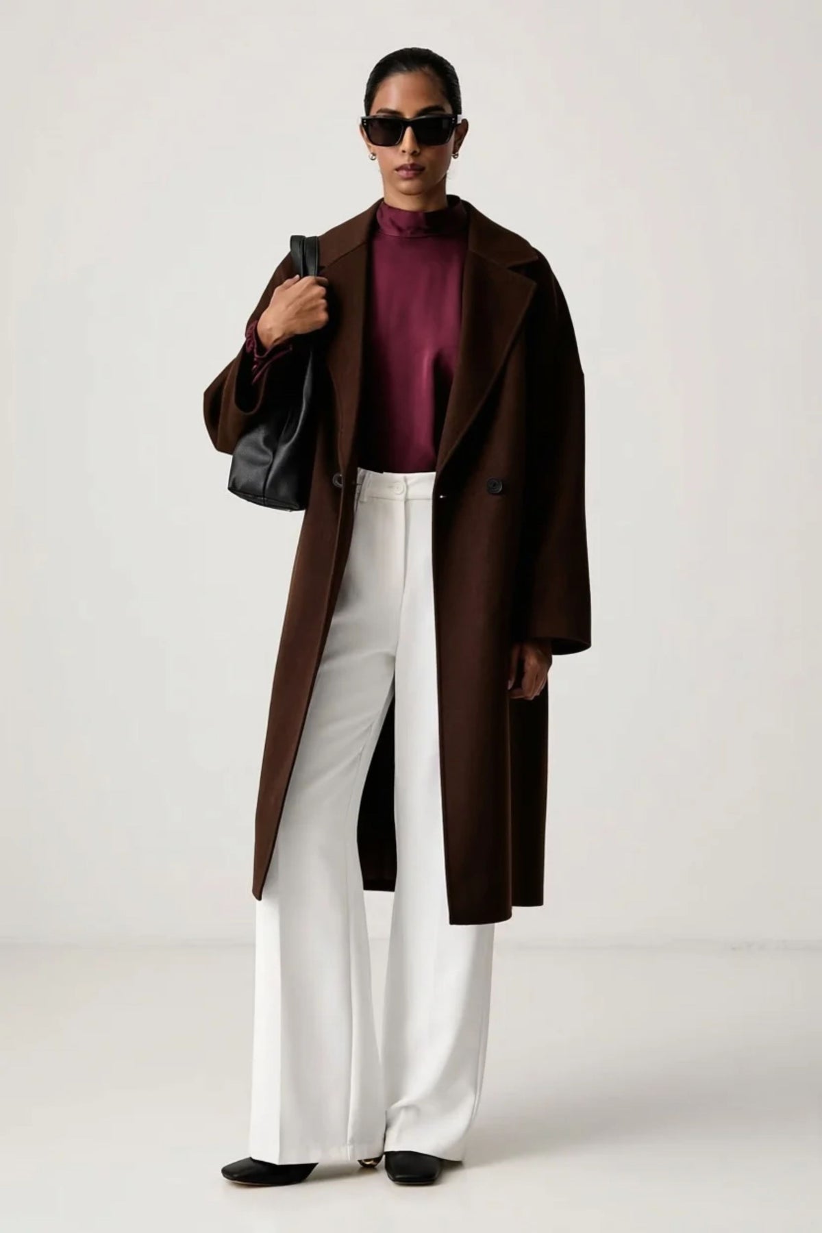 CAPPOTTO DONNA DOPPIOPETTO IN LANA FONDENTE VICOLO TAC0003 FONDENTE VICOLO 