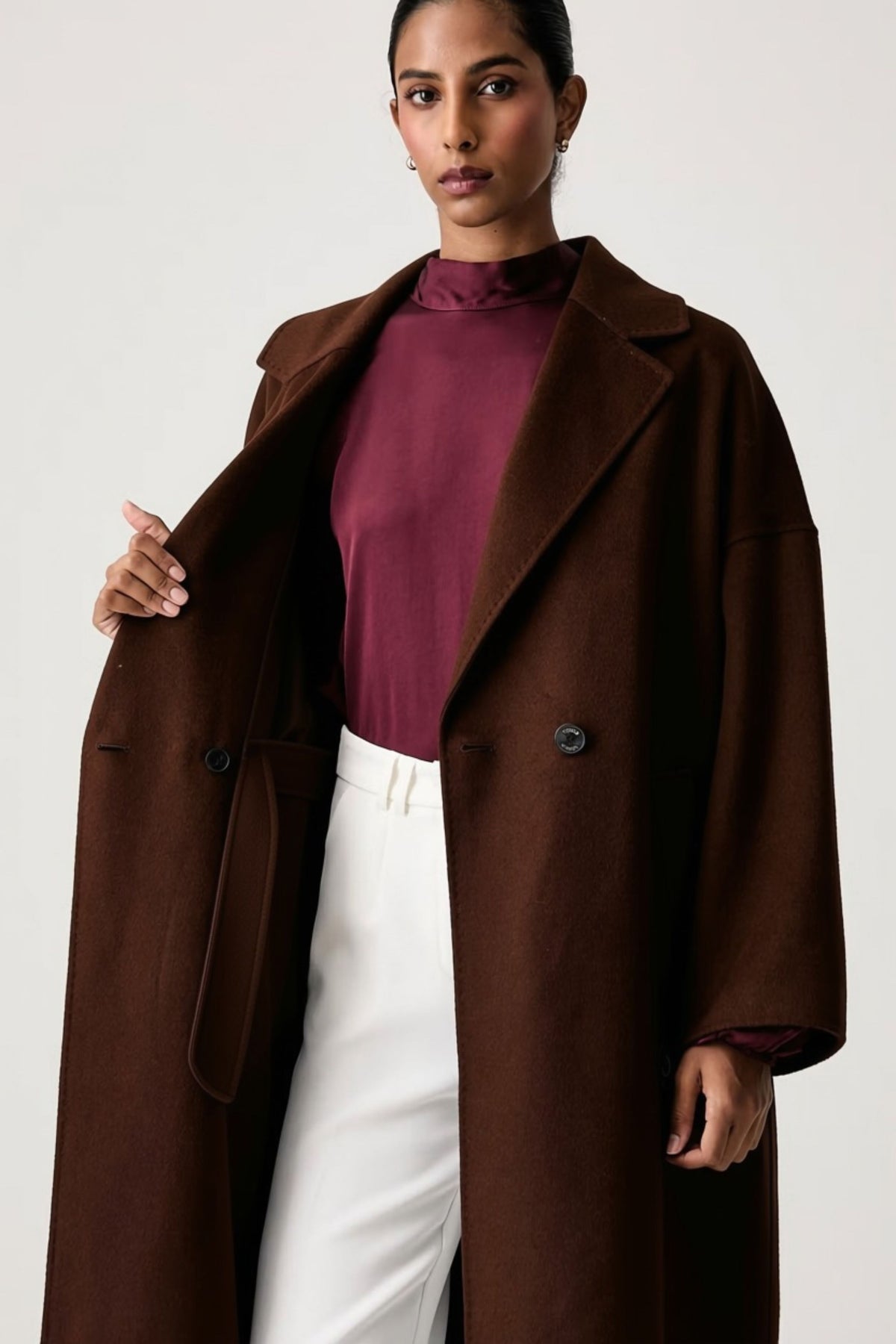 CAPPOTTO DONNA DOPPIOPETTO IN LANA FONDENTE VICOLO TAC0003 FONDENTE VICOLO 