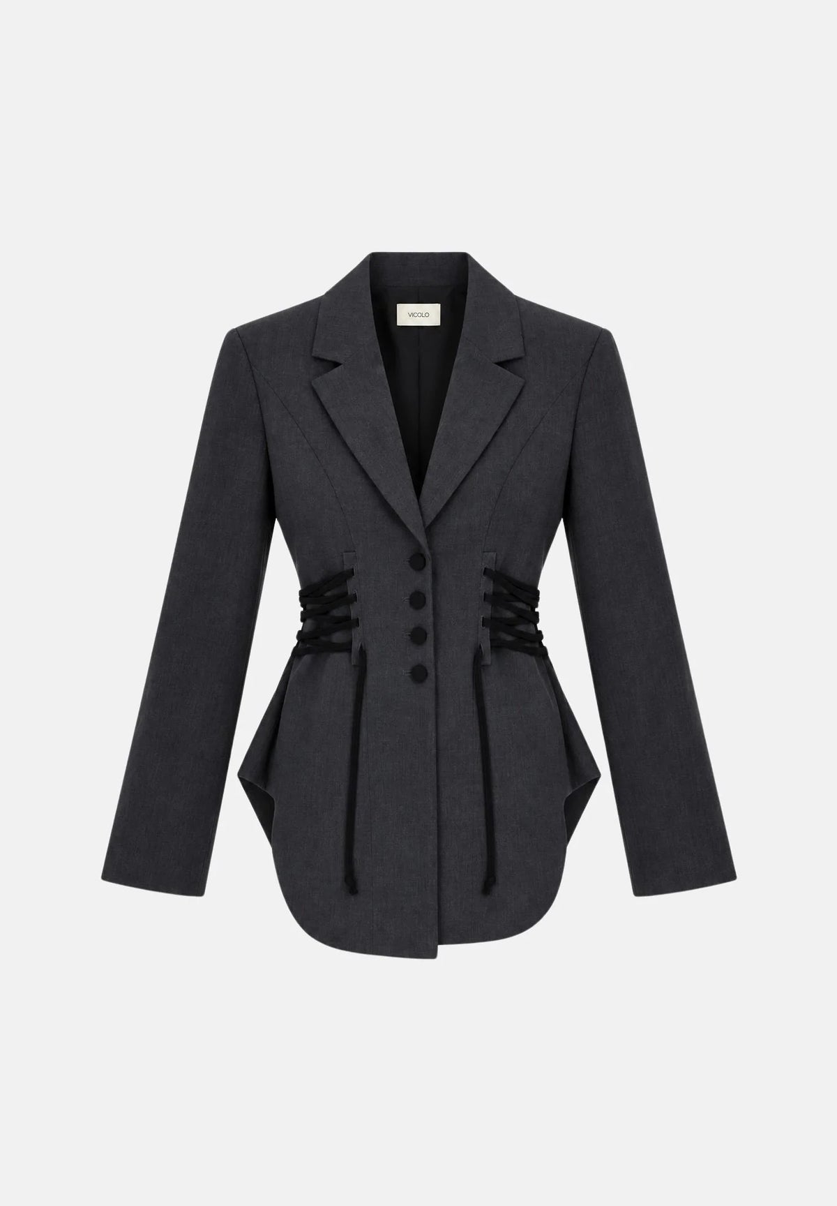 GIACCA DONNA AVVITATA CON STRINGHE ANTRACITE VICOLO TAC0436 ANTRACITE MELANGE VICOLO 