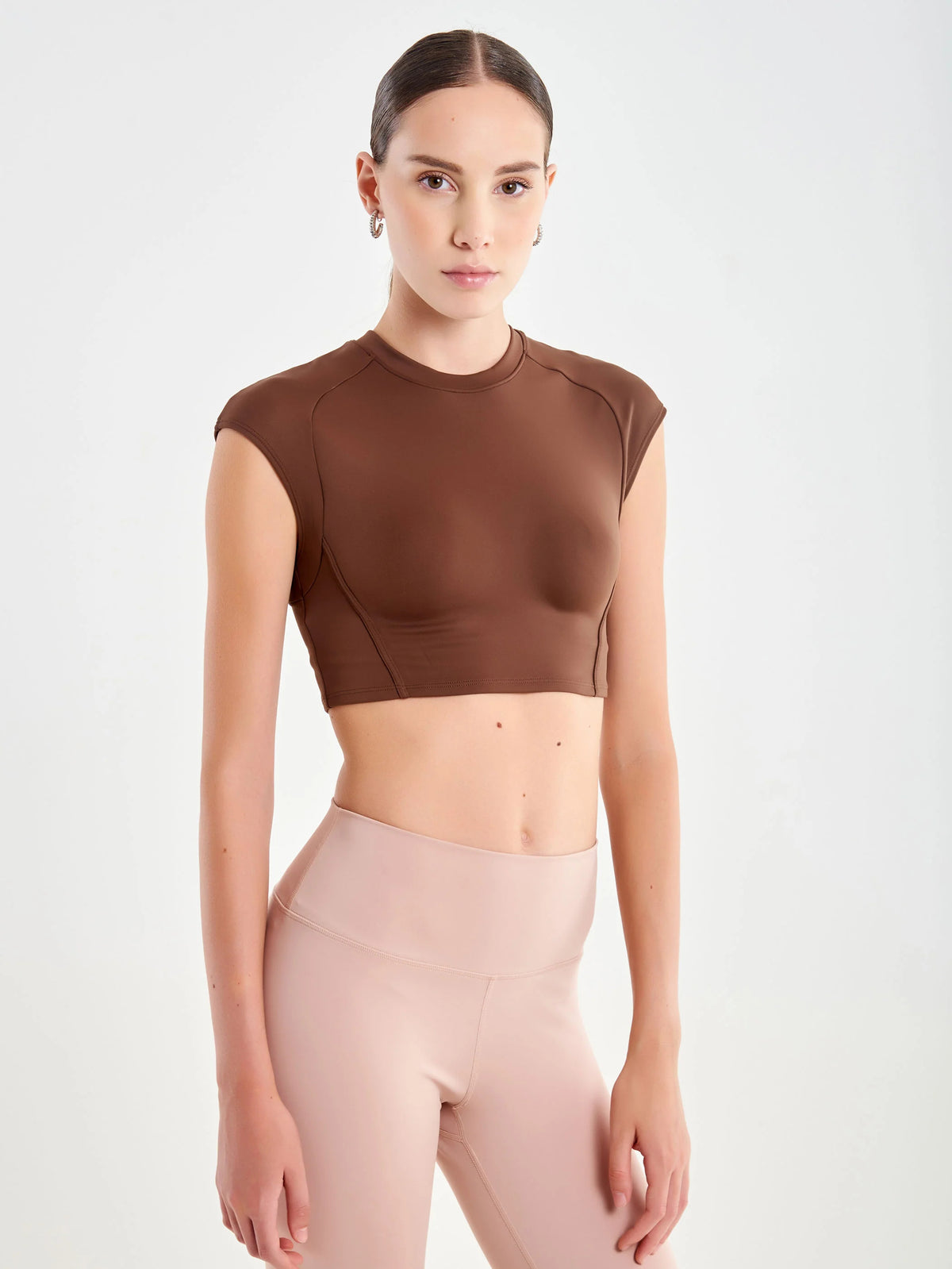 TOP DONNA CROPPED TESSUTO TECNICO TABACCO VICOLO UAC0013 TABACCO VICOLO 