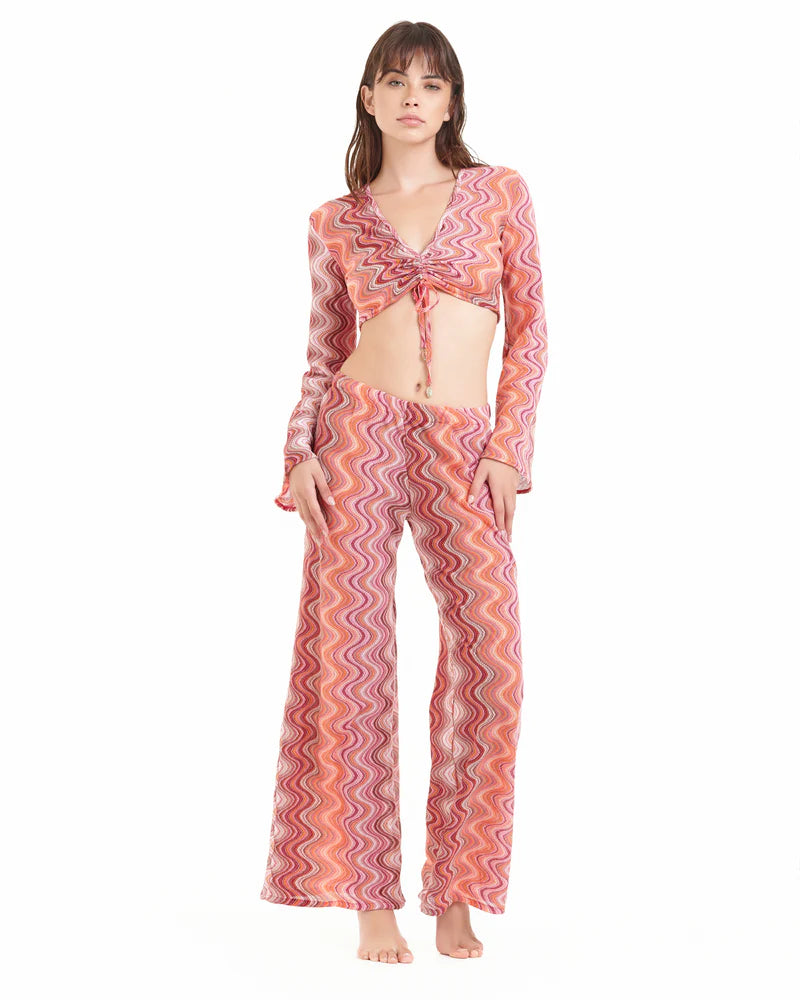 Camicia Cotazur in maglia crochet a onde crop CNCA0067 FLUID ROSA COTAZUR 