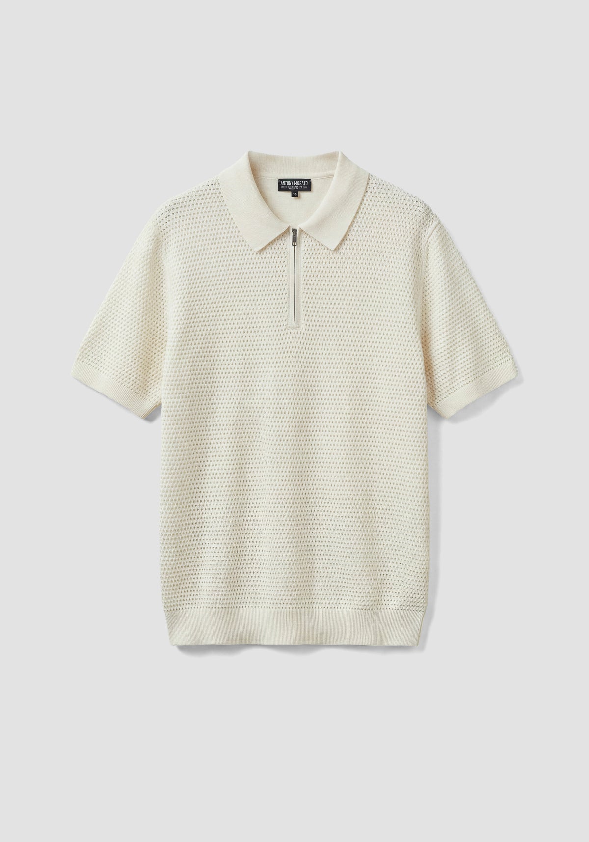 POLO UOMO IN MAGLIA TRAFORATA CON ZIP AVORIO ANTONY MORATO MMSW01590 YA200082 AVORIO ANTONY MORATO 
