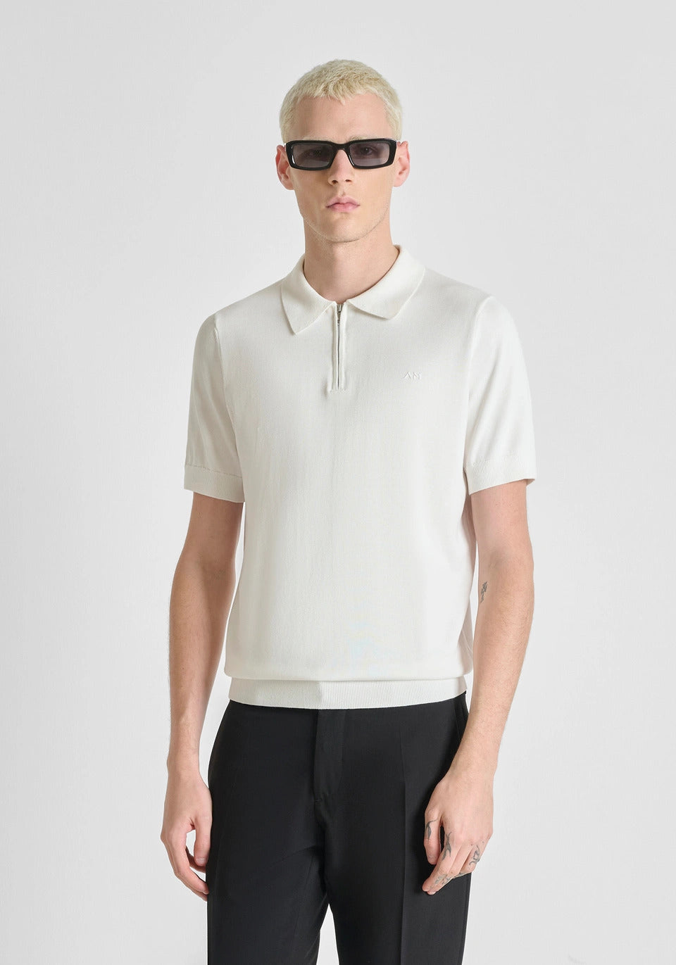 POLO UOMO MEZZA MANICA IN MAGLIA CON ZIP BIANCO ANTONY MORATO MMSW01596 YA200076 PANNA ANTONY MORATO 