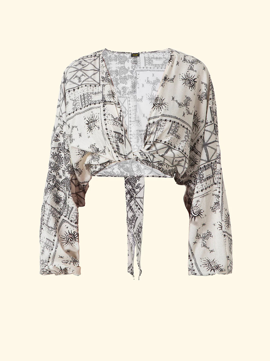 TOP CROP donna con manica lunga a fantasia f**k FK26-SW0416X36 UNICO F**K 