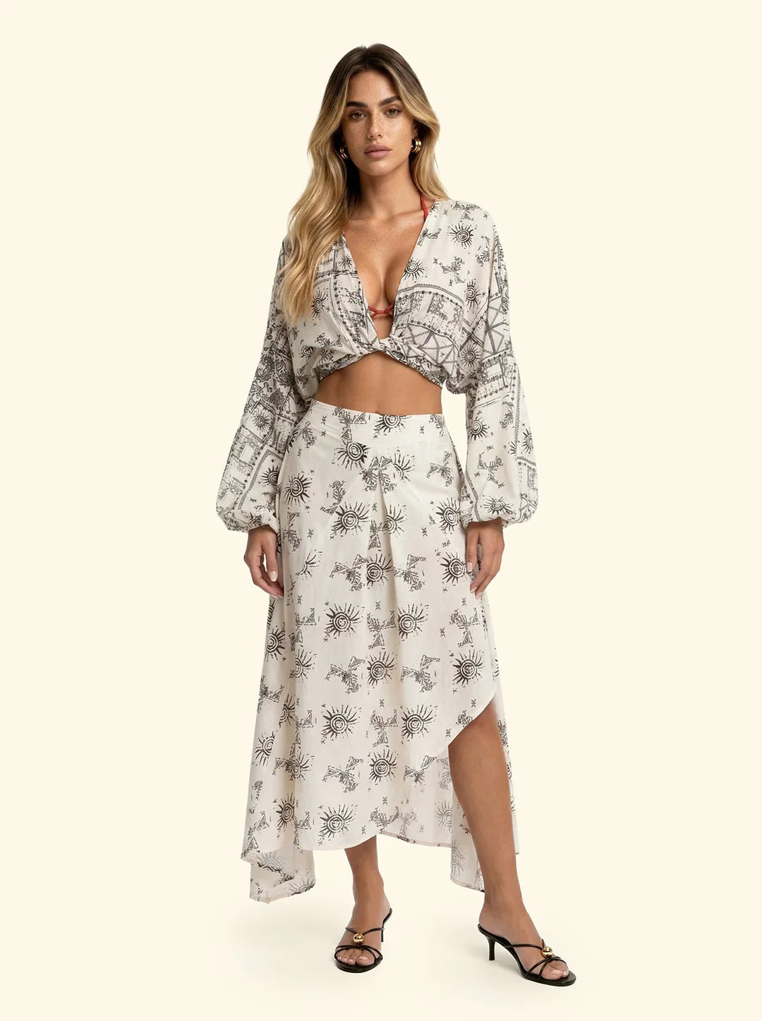 TOP CROP donna con manica lunga a fantasia f**k FK26-SW0416X36 UNICO F**K 