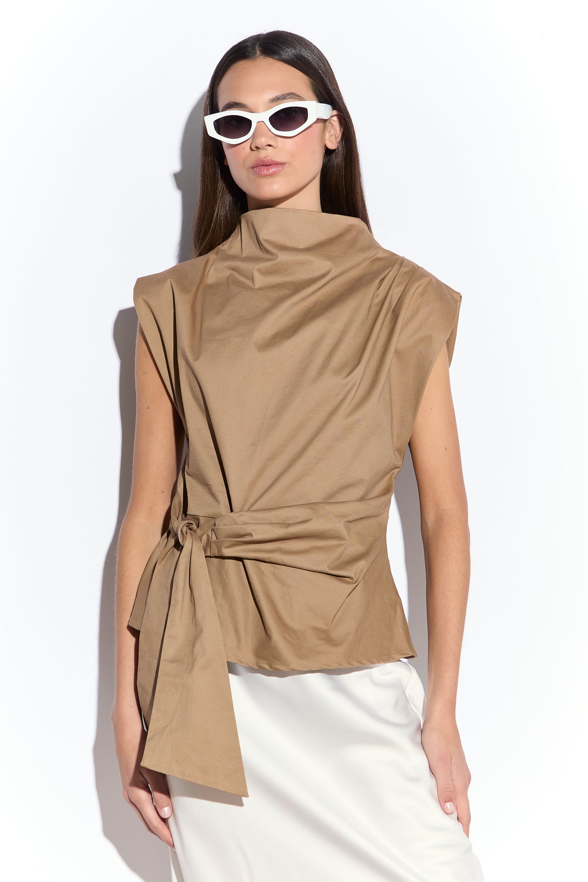 TOP DONNA CON FIOCCO IN VITA SABBIA GLAMOROUS AN5509 SABBIA GLAMOROUS 