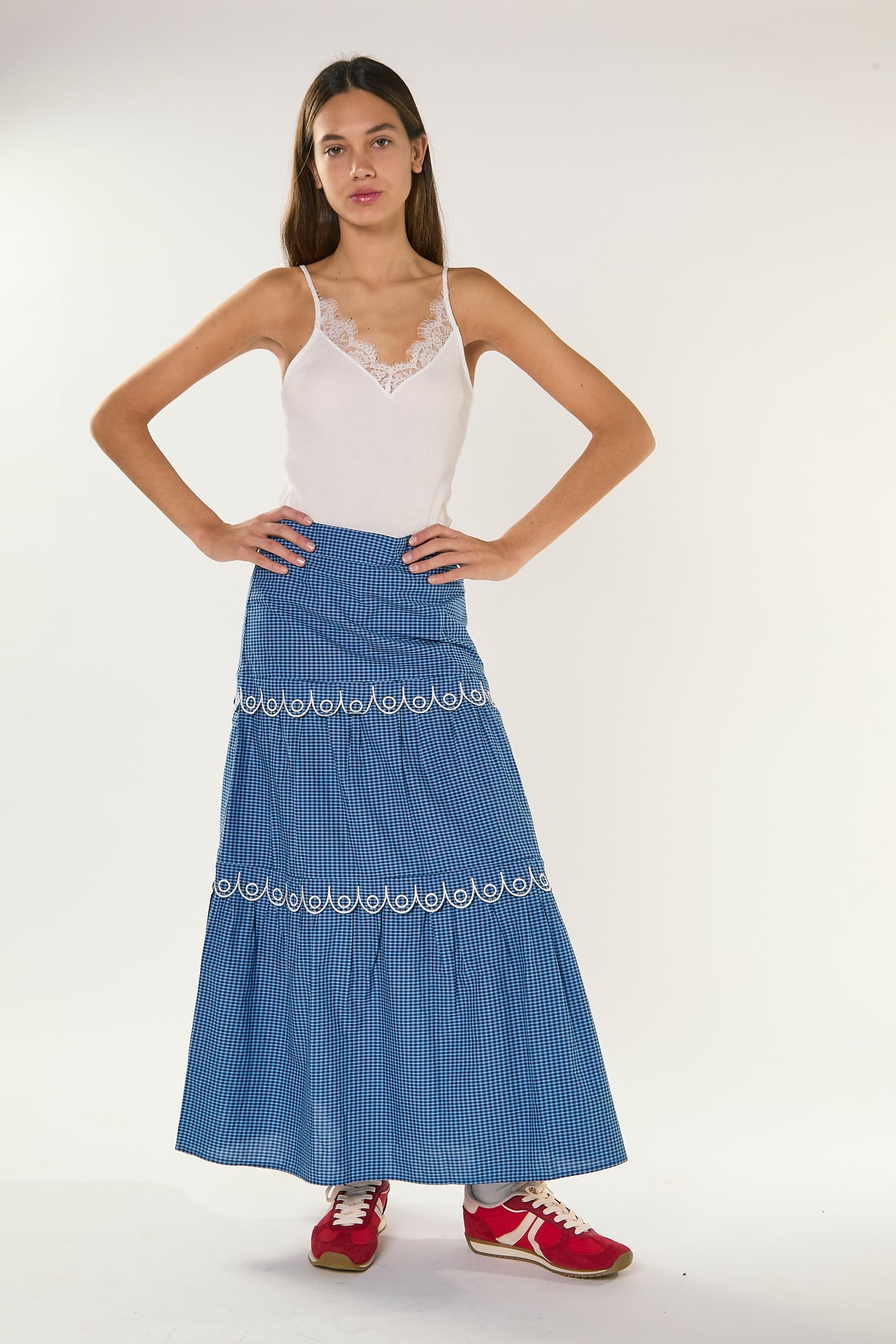 TOP DONNA A COSTINE CON PIZZO BIANCO GLAMOROUS KA7565 BIANCO GLAMOROUS 