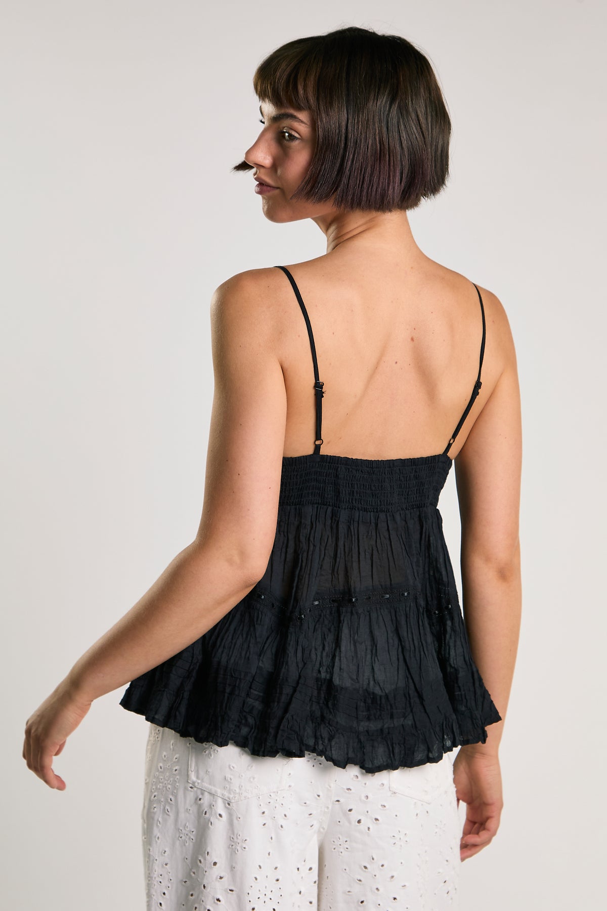 TOP DONNA SBAMBOLATO NERO GLAMOROUS KA7566 NERO GLAMOROUS 