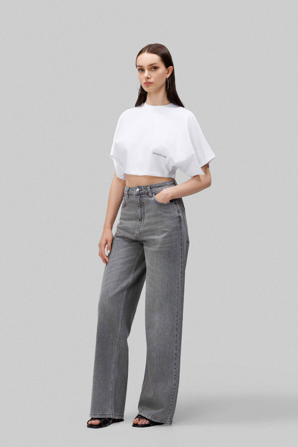 CROP DONNA TOP IN JERSEY A MEZZA MANICA AMPIA BIANCO HINNOMINATE HMABW02371 BIANCO HINNOMINATE 