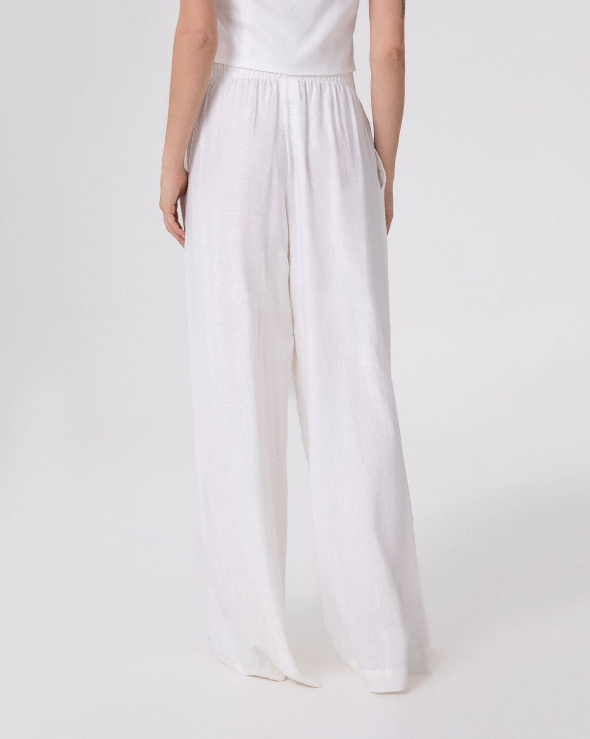 PANTALONE DONNA LARGO DRITTO IN LINO bianco HINNOMINATE HMABW02641 BIANCO HINNOMINATE 