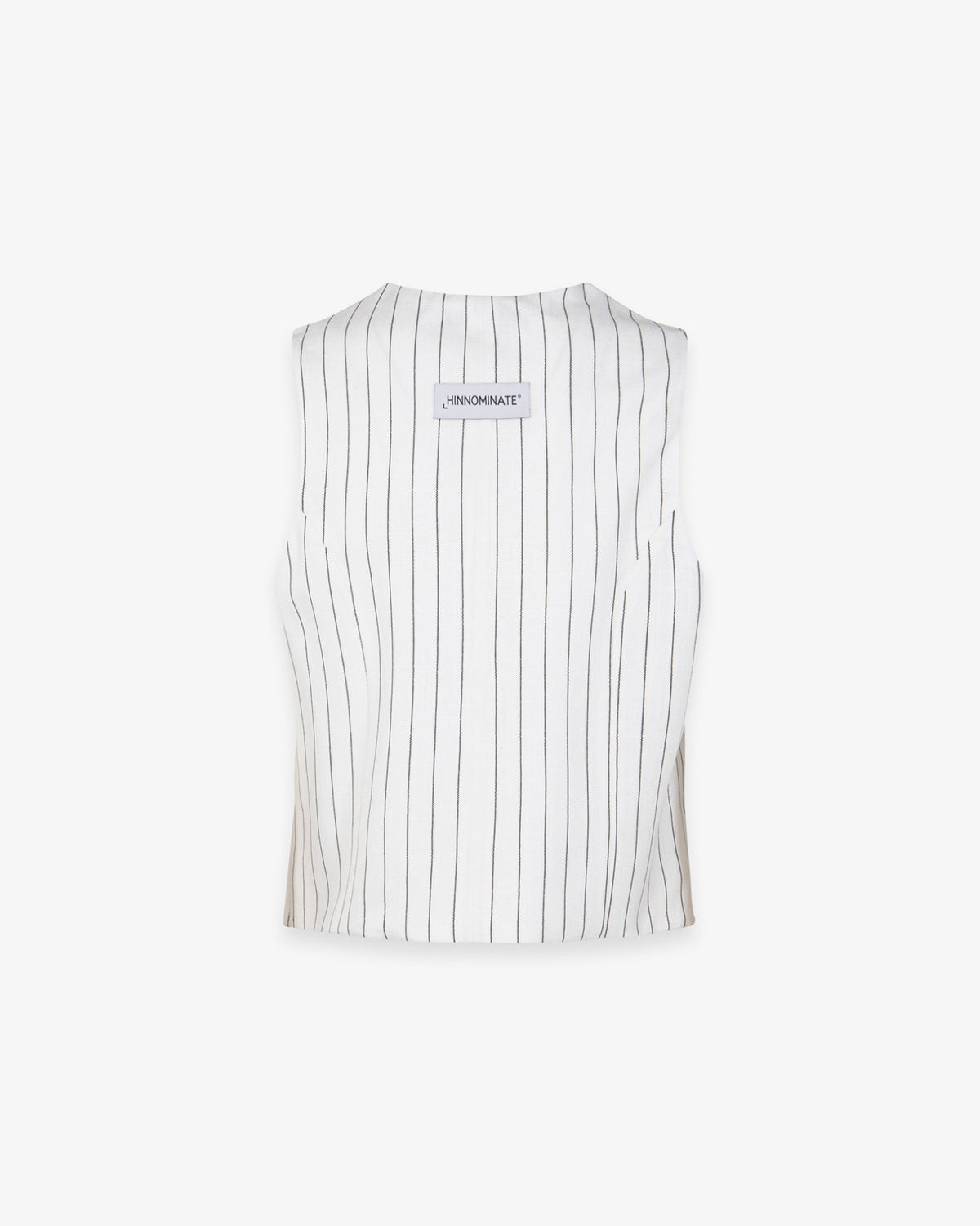 gilet donna con scollo ampio in lino gessato bianc hinnominate HMABW02653 BIANCO HINNOMINATE 