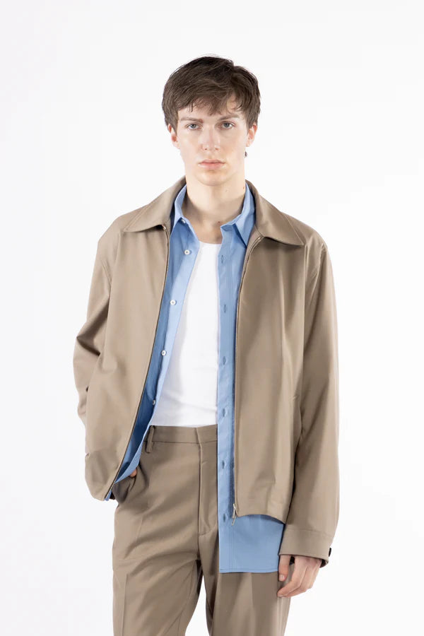 giubbino uomo con zip e colletto camicia taupe i'm Brian GIU3669 TAUPE I'M BRIAN 