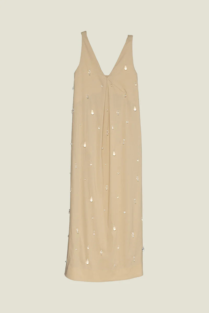 ABITO DONNA LUNGO CON APPLICAZONI  IN COTONE CAMMELLO JIJIL AB071 CAMMELLO JIJIL 