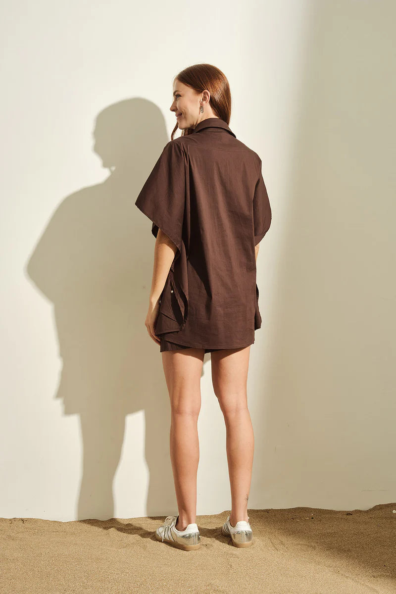 CAMICIA DONNA OVERSIZE IN COTONE MEZZAMANICA MORO JIJIL CA078 MORO JIJIL 