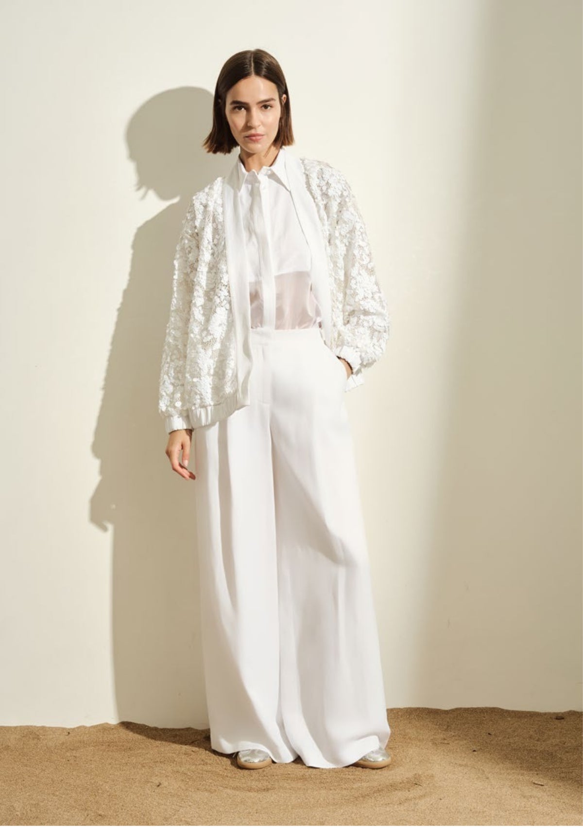 GIACCA DONNA CARDIGAN IN PAILETTES BIANCO JIJIL GI144 BIANCO JIJIL 